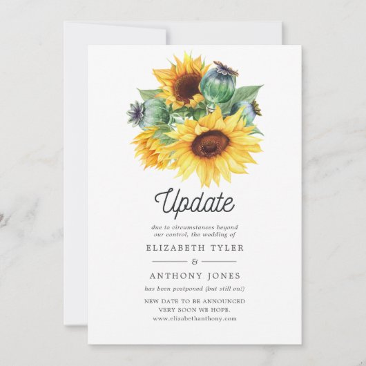 Update voor Rustige Bohemian Sunflower Wedding Upd Kaart (Voorkant)