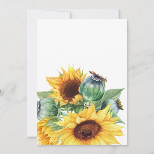 Update voor Rustige Bohemian Sunflower Wedding Upd Kaart (Achterkant)