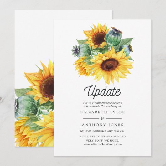 Update voor Rustige Bohemian Sunflower Wedding Upd Kaart (Voorkant / Achterkant)