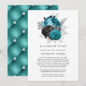 Update voor Turquoise, Black en Silver Floral Wedd Aankondiging (Voorkant / Achterkant)