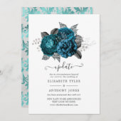 Update voor Turquoise, Black en Silver Floral Wedd Kaart (Voorkant / Achterkant)