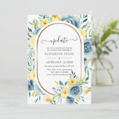 Update voor Turquoise en Yellow Floral Wedding Upd Kaart (Staand voorkant)