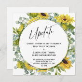 "Update" Waterverf Floral uitgestelde bruiloft Kaart (Voorkant / Achterkant)