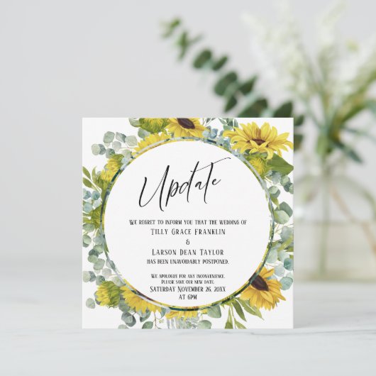 "Update" Waterverf Floral uitgestelde bruiloft Kaart (Staand voorkant)