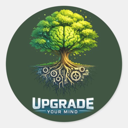 Upgrade Je Denkpatroon Ontwerp Ronde Sticker (Voorkant)