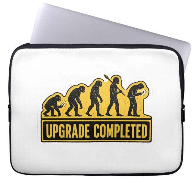Upgrade Voltooid Grappige Evolutie  Laptop Sleeve (Voorkant)