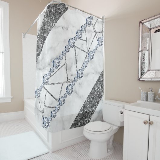 Uphome Marmer Curtain voor Bathroom Grey Douchegordijn (In situ)