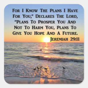 UPLIFTING JEREMIAH 29:11 SUNRISE VIERKANTE STICKER