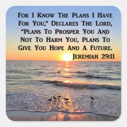 UPLIFTING JEREMIAH 29:11 SUNRISE VIERKANTE STICKER (Voorkant)