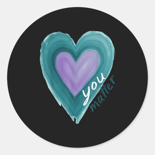 Uplifting you  Suicide Prevention Heart Design  Ronde Sticker (Voorkant)