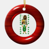 Upload 2 foto's naar kersenhouten versiering keramisch ornament (Voorkant)