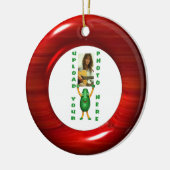 Upload 2 foto's naar kersenhouten versiering keramisch ornament (Links)