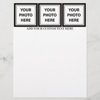 Upload 3 foto's en voeg tekst toe – Afbeelding aan Briefhoofd