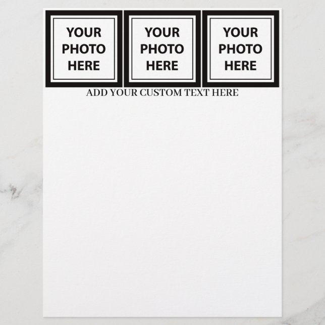 Upload 3 foto's en voeg tekst toe – Afbeelding aan Briefhoofd (Voorkant)