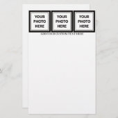 Upload 3 foto's en voeg tekst toe – Afbeelding aan Briefpapier (Voorkant / Achterkant)