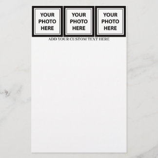 Upload 3 foto's en voeg tekst toe – Afbeelding aan Briefpapier