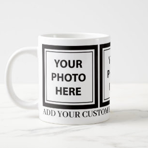 Upload 3 foto's en voeg tekst toe – Afbeelding aan Grote Koffiekop