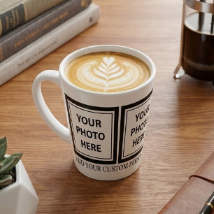 Upload 3 foto's & voeg tekst toe – Pas afbeelding Latte Mok