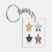 Upload 4 Afbeeldingen van je Superstar-vrienden Sleutelhanger (Voorkant Links)