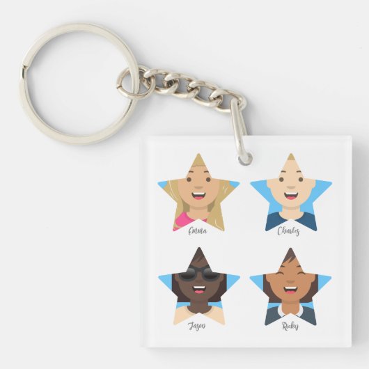 Upload 4 Afbeeldingen van je Superstar-vrienden Sleutelhanger (Voorkant)