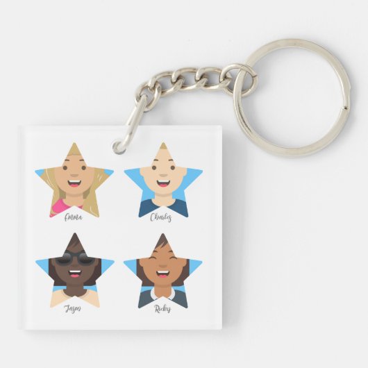 Upload 4 Afbeeldingen van je Superstar-vrienden Sleutelhanger (Achterkant)