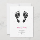 Upload Aangepaste Baby Footprint Roze Meisje Geboo Aankondiging (Voorkant)