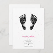 Upload Aangepaste Baby Footprint Roze Meisje Geboo Aankondiging (Voorkant / Achterkant)