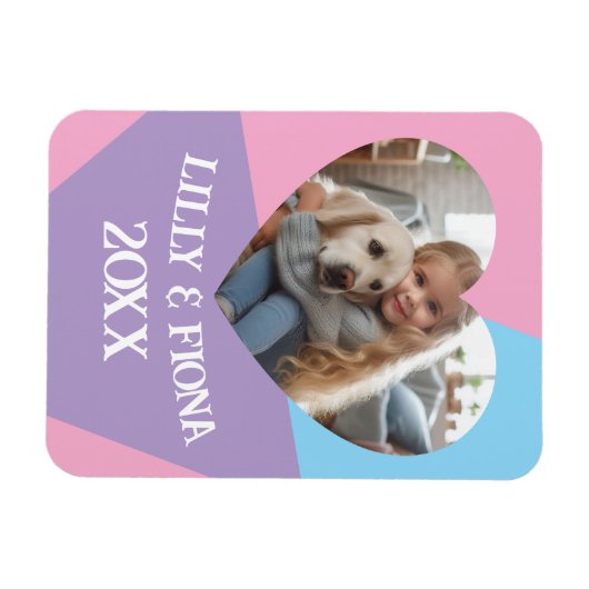 Upload Aangepaste Hart Foto & Naam Gift voor Ouder Magneet (Horizontaal)