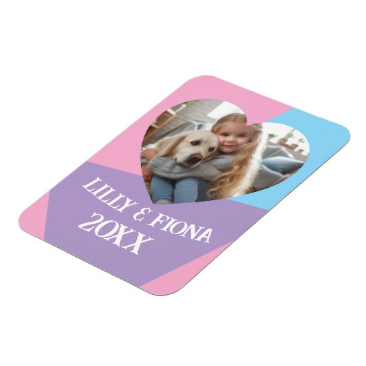 Upload Aangepaste Hart Foto & Naam Gift voor Ouder Magneet (Linkerzijde)