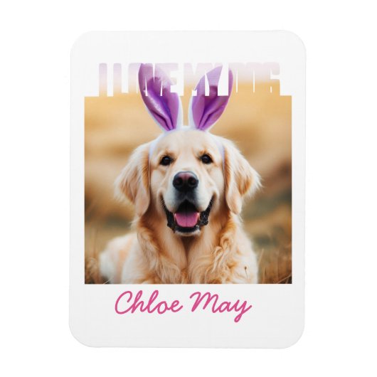 Upload aangepaste Pet Photo Naam Ik hou van mijn h Magneet (Verticaal)