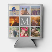 Upload acht foto monogrammed grijze achtergrond blikjeskoeler (Voorkant)