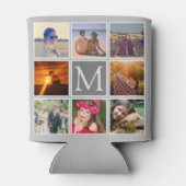 Upload acht foto monogrammed grijze achtergrond blikjeskoeler (Achterkant)