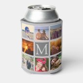 Upload acht foto monogrammed grijze achtergrond blikjeskoeler (Blikje Achterkant)