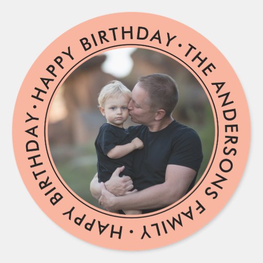 upload afbeelding Aangepaste foto Gelukkige verjaa Ronde Sticker (Voorkant)