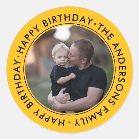 upload afbeelding Aangepaste foto Gelukkige verjaa Ronde Sticker (Voorkant)