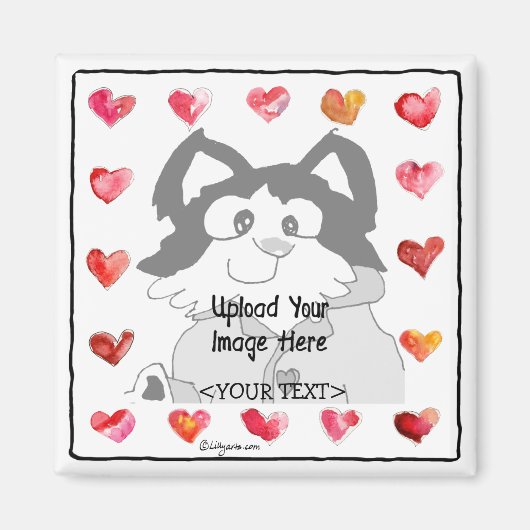 Upload Afbeelding Cartoon Hearts Gepersonaliseerde Magneet (Voorkant)