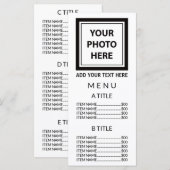 Upload Afbeelding Foto & Tekst toevoegen – Eenvoud Menu (Voorkant / Achterkant)
