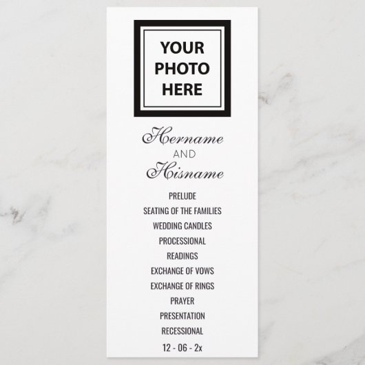 Upload Afbeelding Foto & Tekst toevoegen – Huwelij Programmakaart (Voorkant)