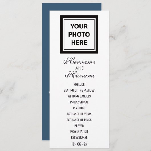 Upload Afbeelding Foto & Tekst toevoegen – Huwelij Programmakaart (Voorkant / Achterkant)