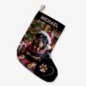 Upload afbeelding Hond Aangepaste foto tekst Perso Kleine Kerstsok (Voorkant (Hangend))