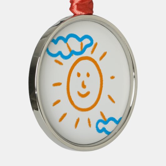 Upload Art Drawing Draai Kinder illustraties naar Metalen Ornament (Rechts)