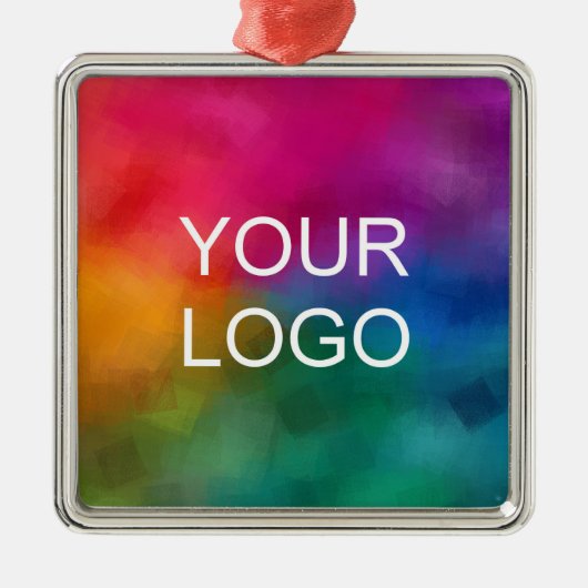 Upload Bedrijfsbedrijf Logo Custom Premium Square Metalen Ornament (Voorkant)