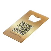 Upload Bedrijfslogo Aangepaste QR-code Goud Creditkaart Flessenopener (Achterkant Gekanteld)