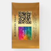 Upload Business Logo Custom QR Code Gold Outdoor Spandoek (Verticaal)
