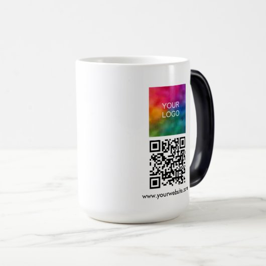 Upload Business Logo Custom QR Code Template Magische Mok (Voorkant rechts)