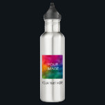 Upload Business Logo Photo Afbeelding Voeg tekstna Waterfles<br><div class="desc">Elegante Sjabloon Upload Afbeelding Photo Business Logo Voeg tekstnaam Trendy Classic 24 oz RVS Waterfles toe.</div>