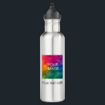 Upload Business Logo Photo Afbeelding Voeg tekstna Waterfles<br><div class="desc">Elegante Sjabloon Upload Afbeelding Photo Business Logo Voeg tekstnaam Trendy Classic 24 oz RVS Waterfles toe.</div>