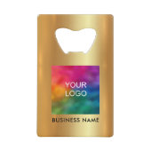 Upload Business Logo QR Code Url Faux Gold Creditkaart Flessenopener (Voorkant)