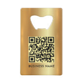 Upload Business Logo QR Code Url Faux Gold Creditkaart Flessenopener (Achterkant)