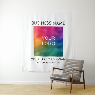 Upload Business Logo Voeg Tekst Party Event Semina Wandkleed